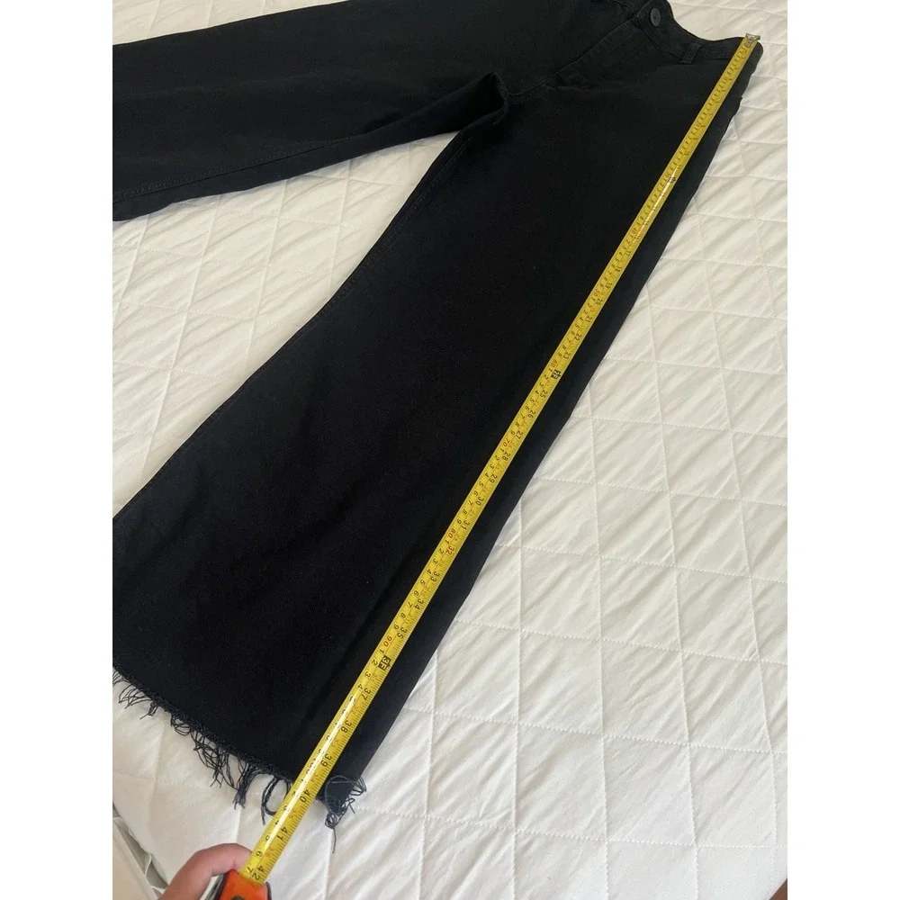 Zara Wide Leg Crop‎ Jeans Size 4 Black High Rise Minimalist Quiet Luxury Chic